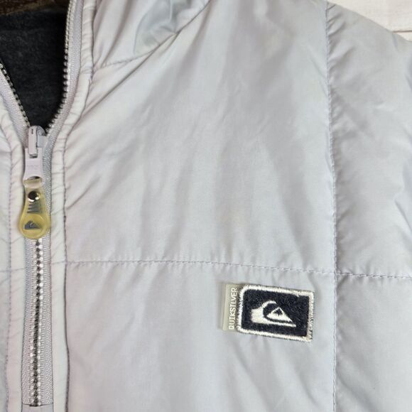 Vintage Quicksilver Y2K Reversible Puffer Zip Jacket Mens Sz L Gray Embroidered - Picture 3 of 9
